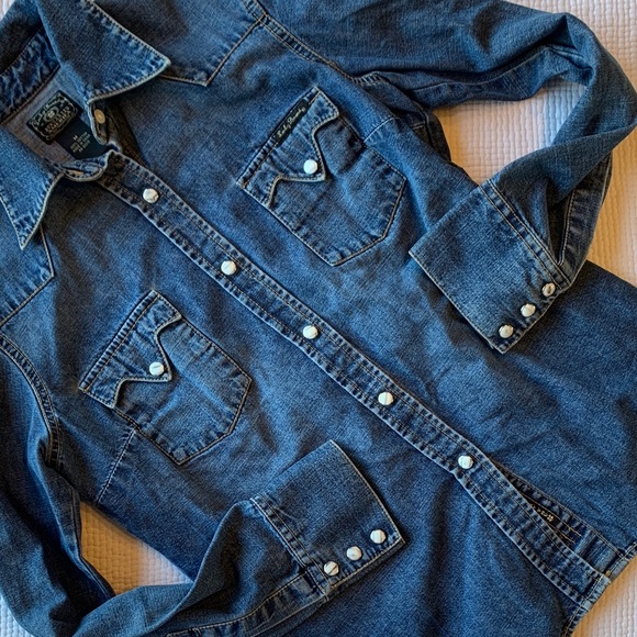 Lucky Brand Blue Denim Shirt with Snap Close - Picture 13 of 16